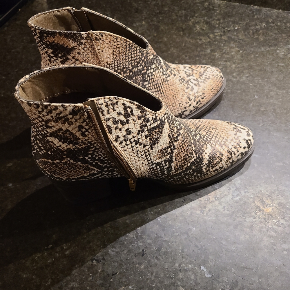 Snake print ankle booties